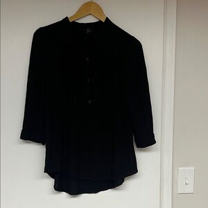 Black Women's Henley Button Front Blouse